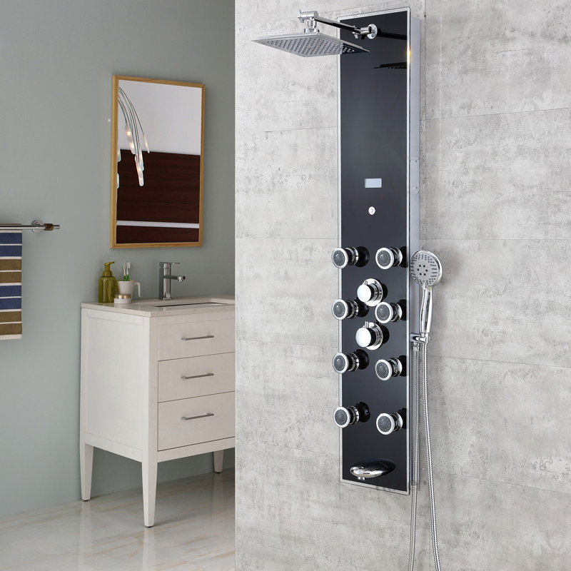 Luxier Pressure Balanced Rain MultiFunction Shower Tower Panel Massage